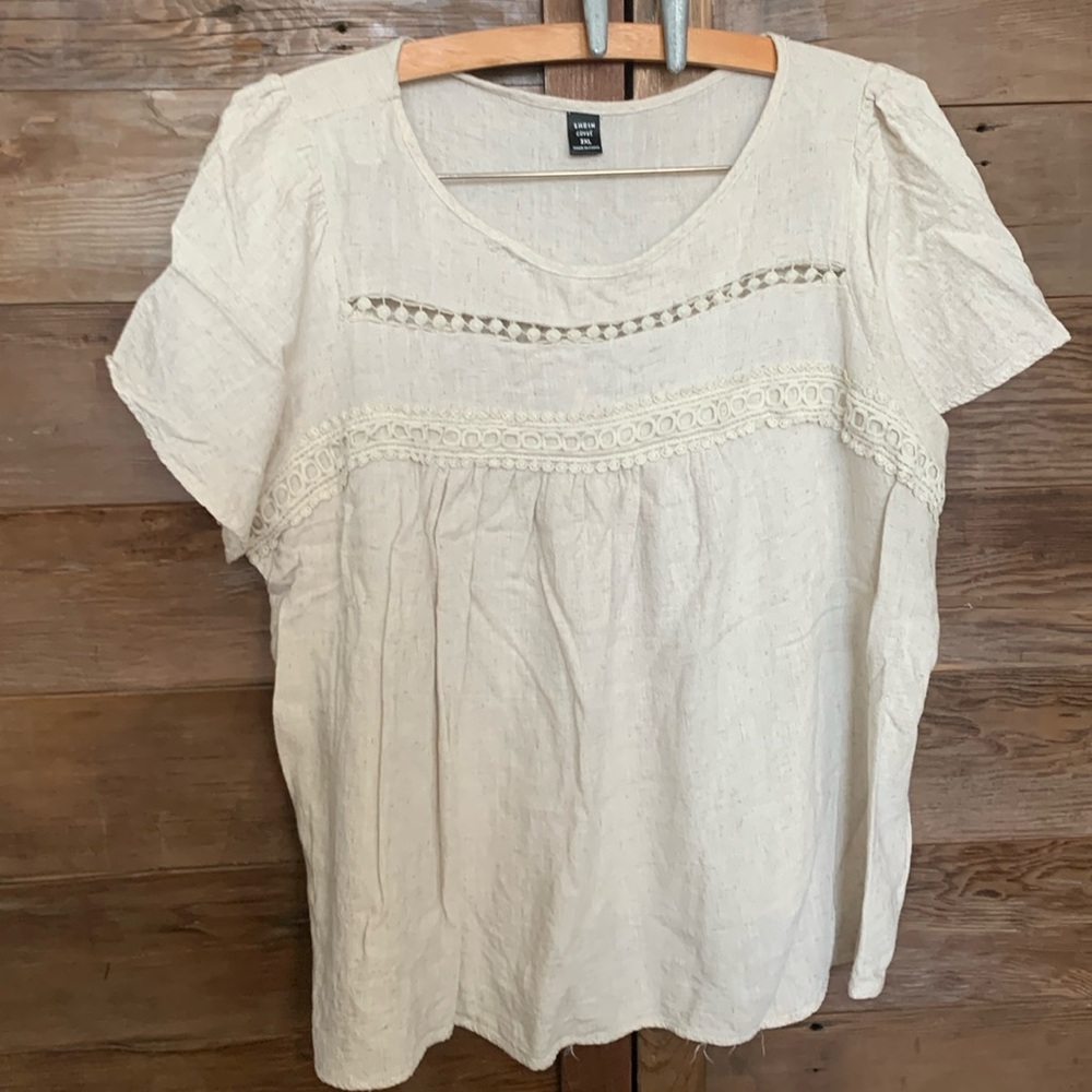 Women’s blouse (2XL) Cream with Pattern